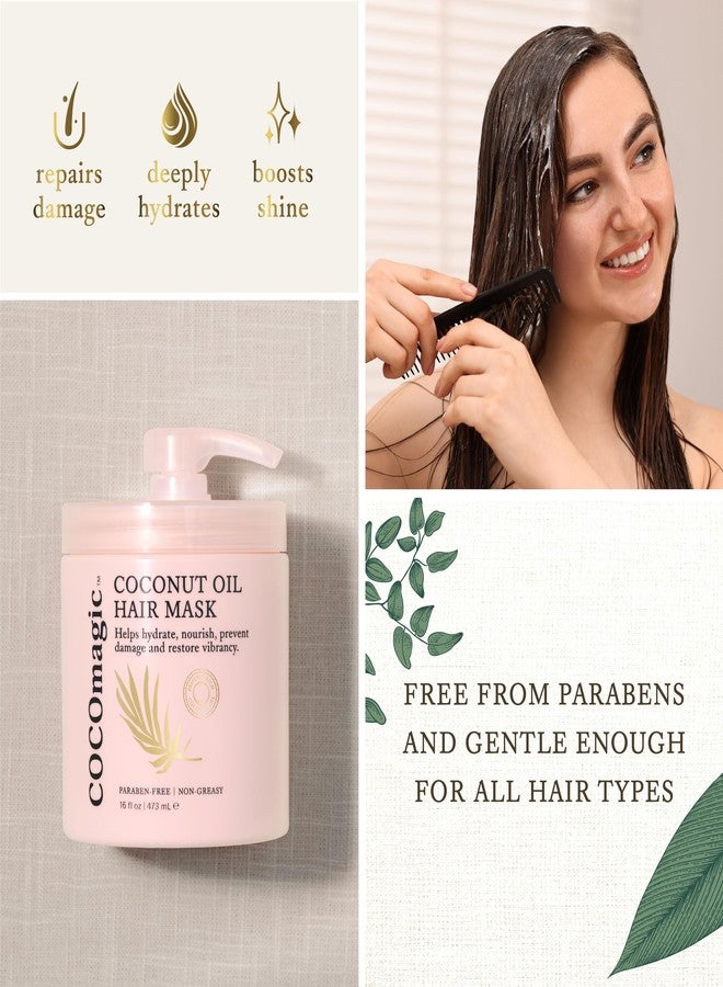 Cocomagic Coconut Oil Hair Mask - Repairs Damage, Prevents Frizz, Restores & Adds Shine | Protein Rich & Extra Hydrating | Paraben Free, Cruelty Free, Made in USA (16 Fl Oz) - Image 4